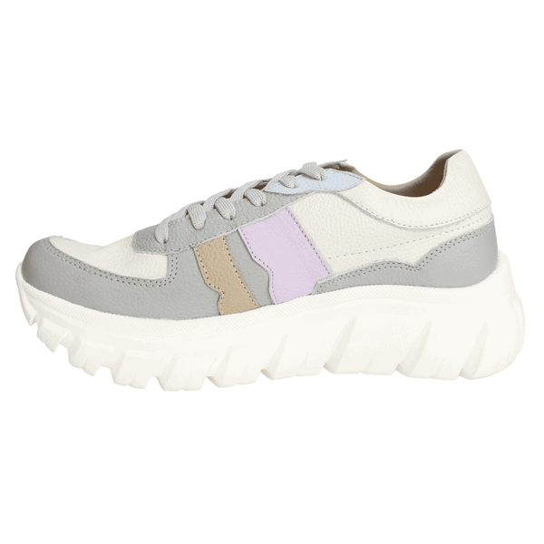 ZAPATILLAS MUJER EXS URBANAS GRIS CHUNKY CUERO - 3