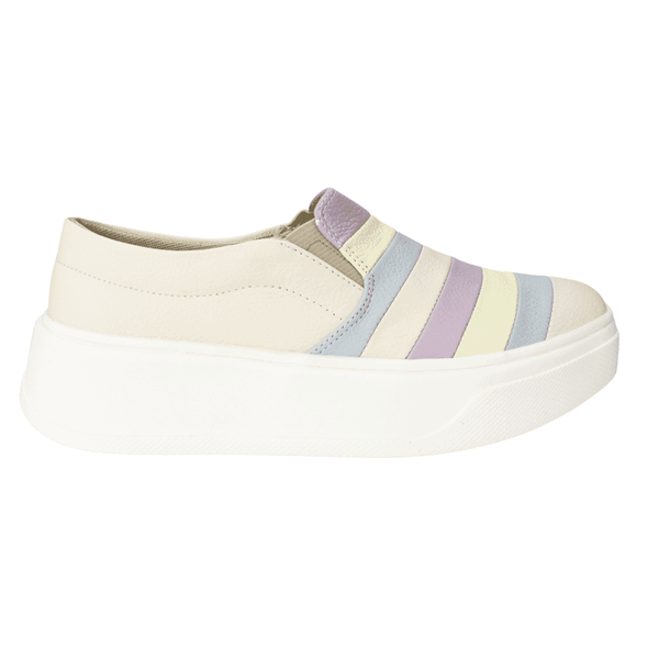 ZAPATILLAS SLIP ON MUJER EXS URBANAS BEIGE LÍNEAS CUERO - 1