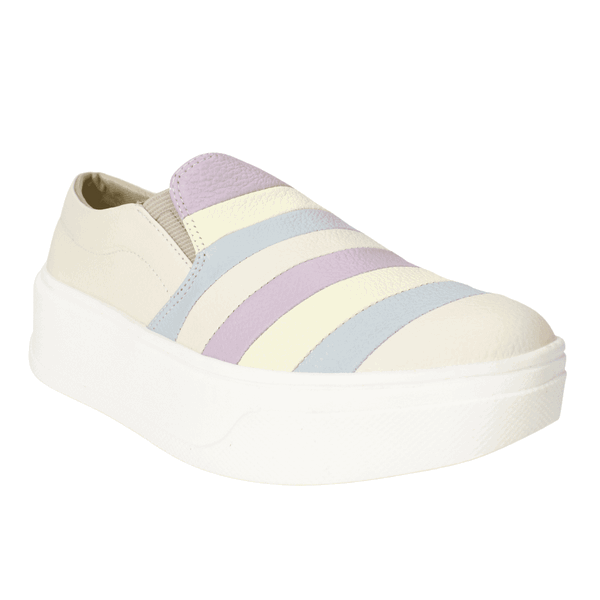 ZAPATILLAS SLIP ON MUJER EXS URBANAS BEIGE LÍNEAS CUERO - 2