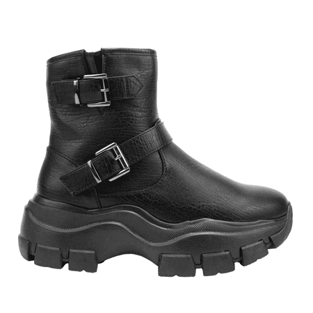 BOTÍN NEGRO NEW WALK BROCHES CASUAL - 1