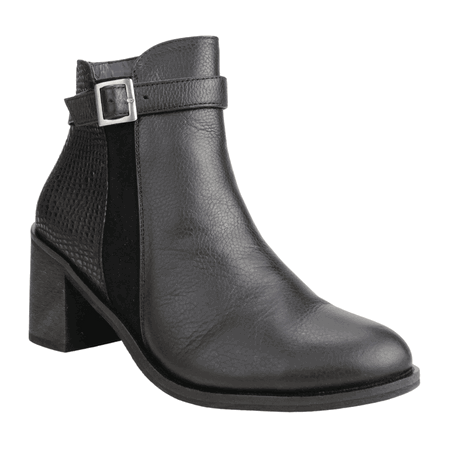 BOTÍN CUERO NEGRO EXS BROCHE REPTIL CASUAL - 2