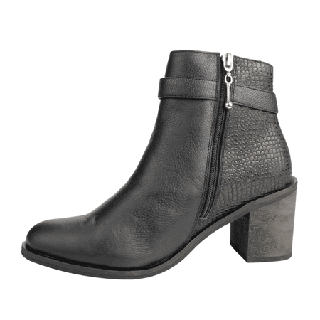 BOTÍN CUERO NEGRO EXS BROCHE REPTIL CASUAL - 3