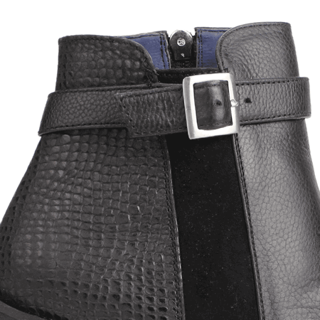 BOTÍN CUERO NEGRO EXS BROCHE REPTIL CASUAL - 4