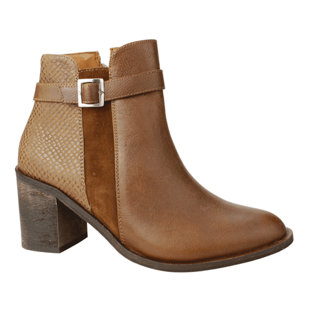 BOTÍN CUERO MARRÓN EXS BROCHE REPTIL CASUAL - 1