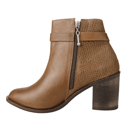BOTÍN CUERO MARRÓN EXS BROCHE REPTIL CASUAL - 3