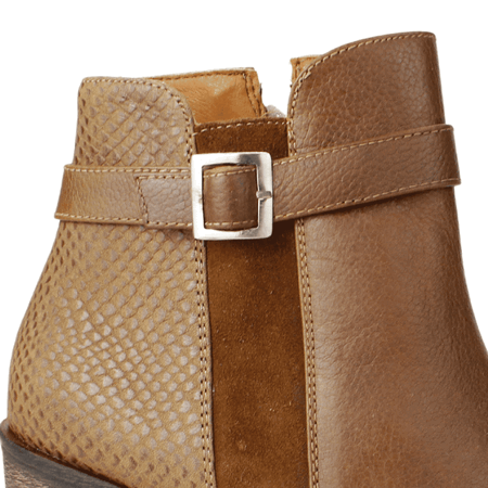 BOTÍN CUERO MARRÓN EXS BROCHE REPTIL CASUAL - 4