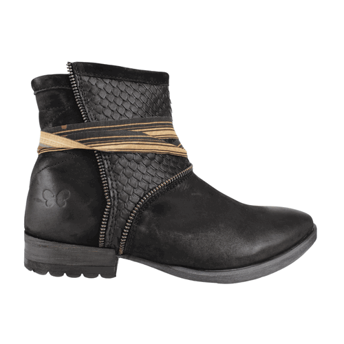 BOTÍN CUERO NEGRO FELMINI REPTIL CASUAL - 1