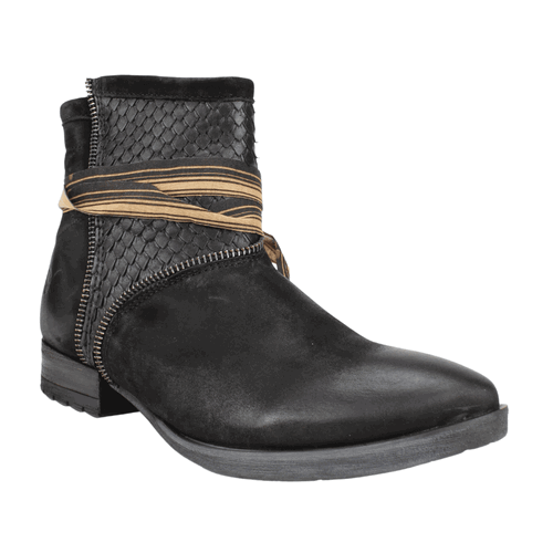 BOTÍN CUERO NEGRO FELMINI REPTIL CASUAL - 2