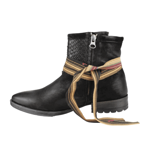 BOTÍN CUERO NEGRO FELMINI REPTIL CASUAL - 3