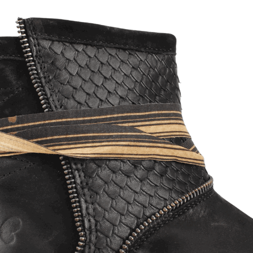 BOTÍN CUERO NEGRO FELMINI REPTIL CASUAL - 4