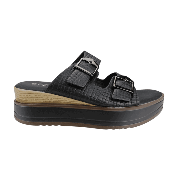SANDALIAS MUJER NEW WALK DOBLE CORREA NEGRA