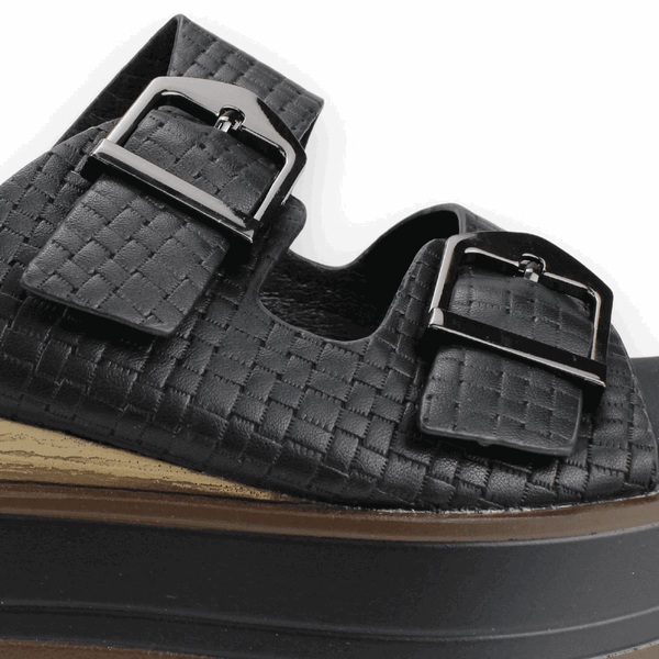SANDALIAS MUJER NEW WALK DOBLE CORREA NEGRA - 4