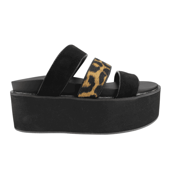 SANDALIAS MUJER NEW WALK LEOPARDO NEGRA - 1