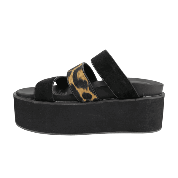 SANDALIAS MUJER NEW WALK LEOPARDO NEGRA - 3