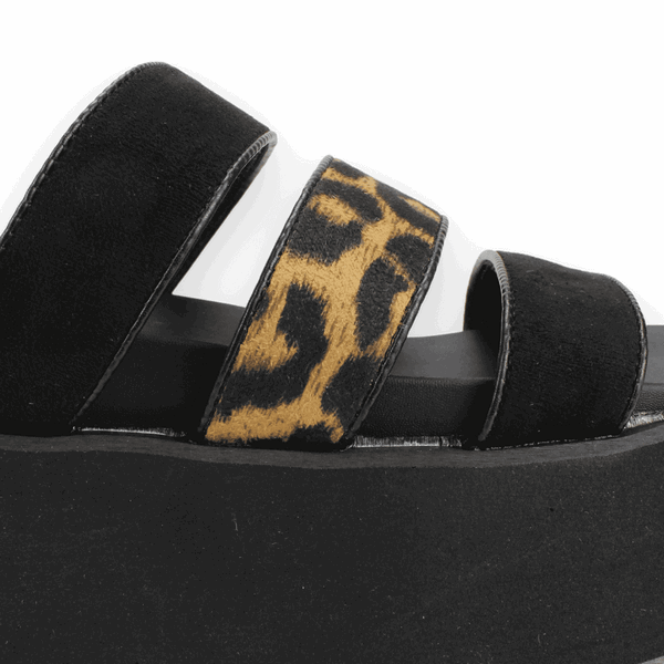 SANDALIAS MUJER NEW WALK LEOPARDO NEGRA - 4
