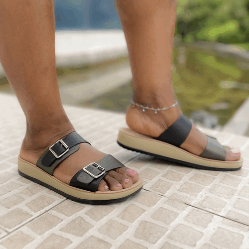 SANDALIA NEW WALK HEBILLAS NEGRA - 2