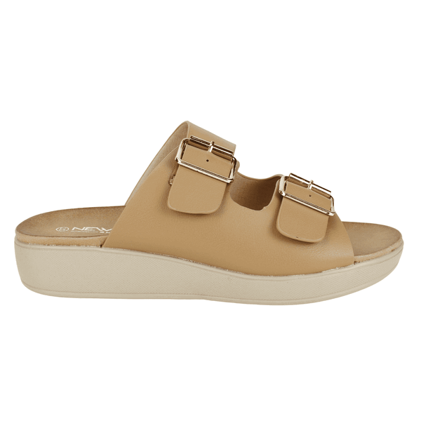 SANDALIAS MUJER NEW WALK SLIP ON CAMEL - 1