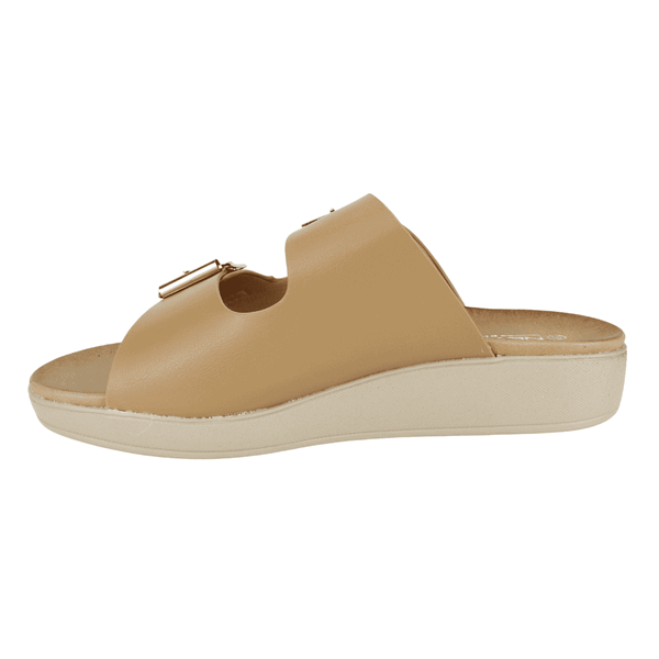 SANDALIAS MUJER NEW WALK SLIP ON CAMEL - 3