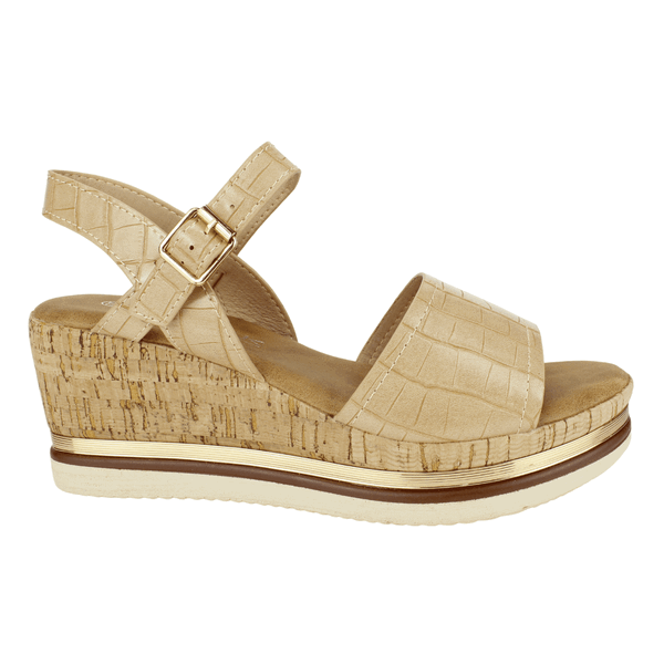 SANDALIAS MUJER NEW WALK REPTIL BEIGE - 1