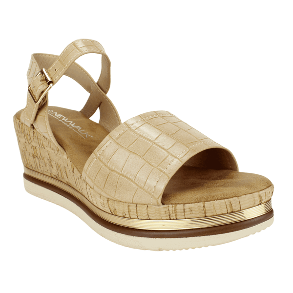 SANDALIAS MUJER NEW WALK REPTIL BEIGE - 2
