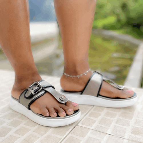 SANDALIAS MUJER NEW WALK METAL PLATEADO - 2