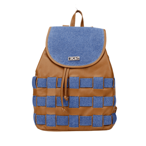 MOCHILA EXS CUERO TRENZADA DENIM - 1