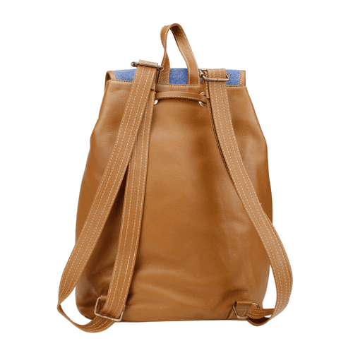 MOCHILA EXS CUERO TRENZADA DENIM - 2