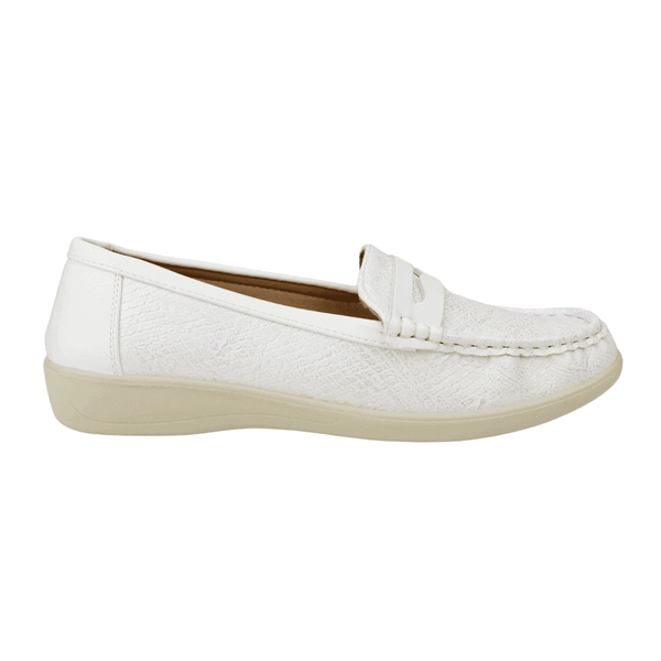 MOCASINES MUJER NEW WALK BLANCO REPTIL - 1