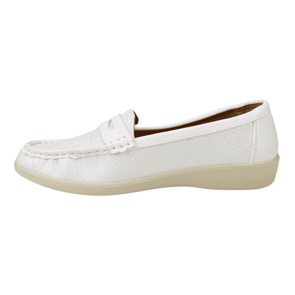 MOCASINES MUJER NEW WALK BLANCO REPTIL - 3
