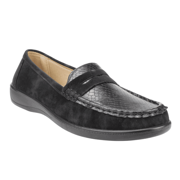 MOCASINES MUJER NEW WALK NEGRO REPTIL - 2