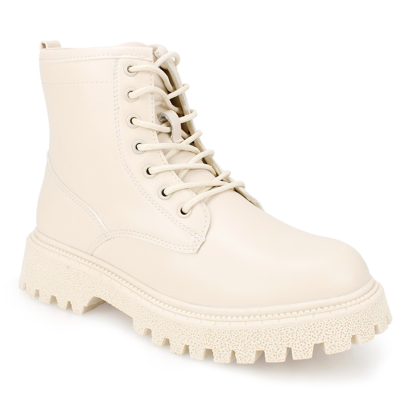 BOTÍN CREMA NEW WALK COMBAT MILITAR CASUAL - 2