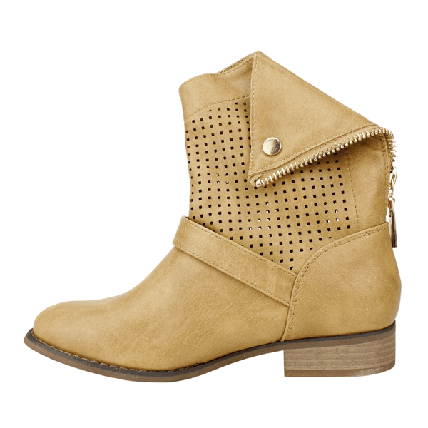 BOTÍN BEIGE NEW WALK TROQUELADO CASUAL - 3