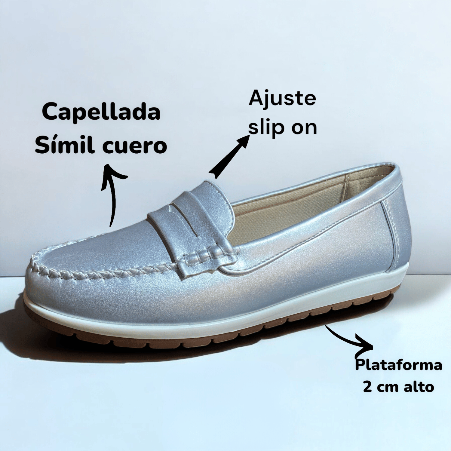 MOCASINES MUJER NEW WALK PLATEADO BIANCA - 2