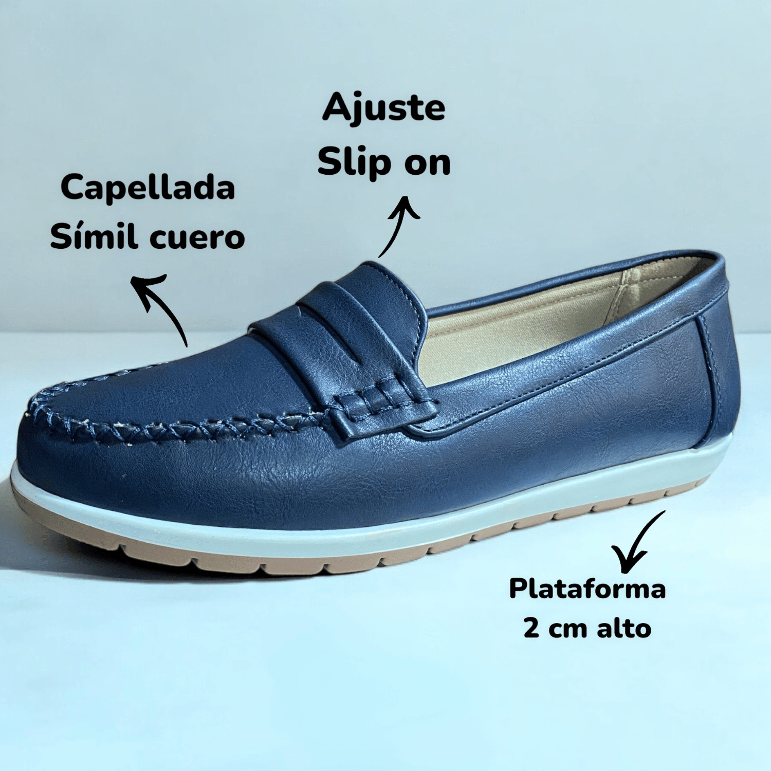 MOCASIN NEW WALK BIANCA AZUL MARINO - 2