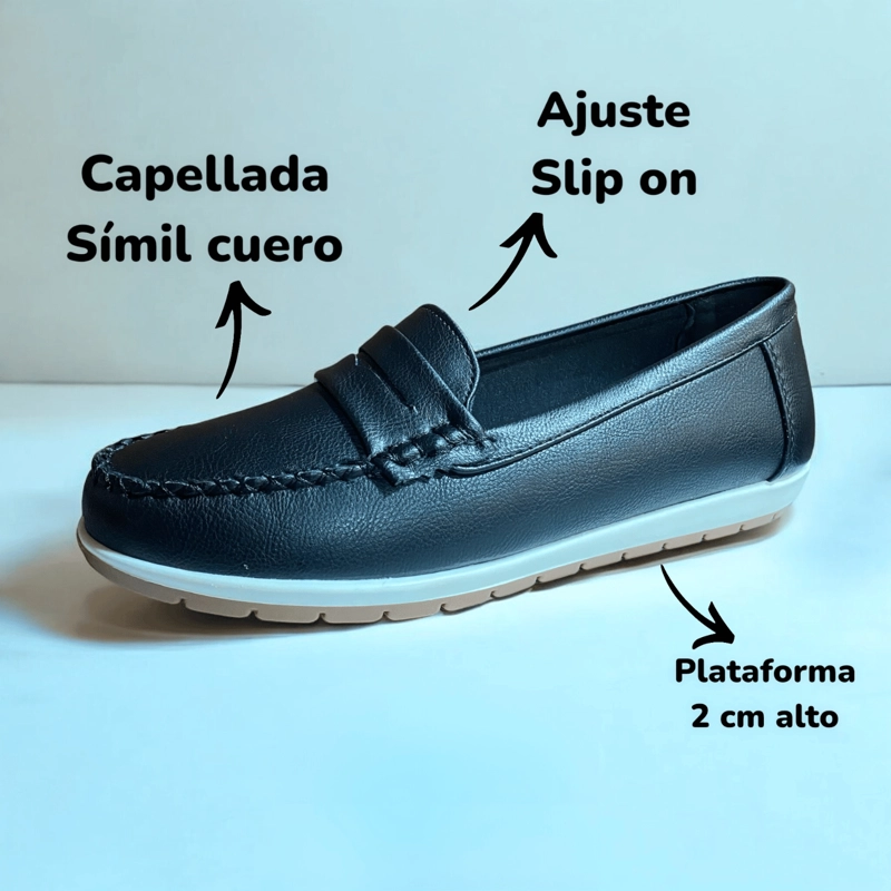 MOCASINES MUJER NEW WALK NEGRO BIANCA - 2