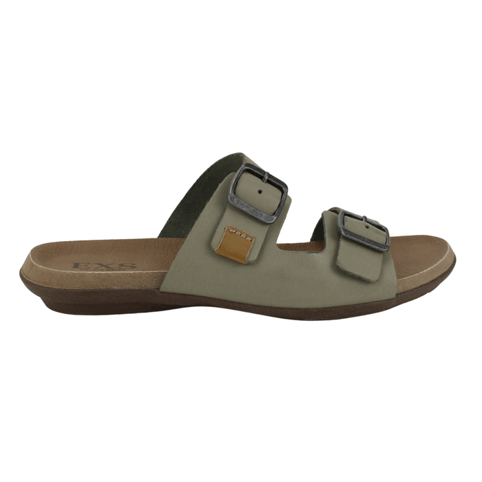 SANDALIA MUJER EXS CUERO KHAKI DOBLE CORREA - 1
