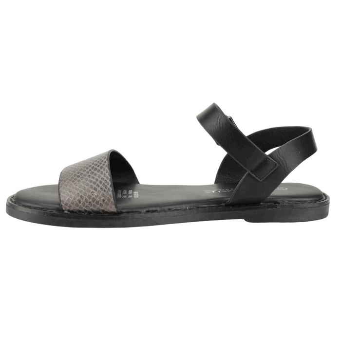 SANDALIA MUJER NEW WALK NEGRO REPTIL PLANA - 3