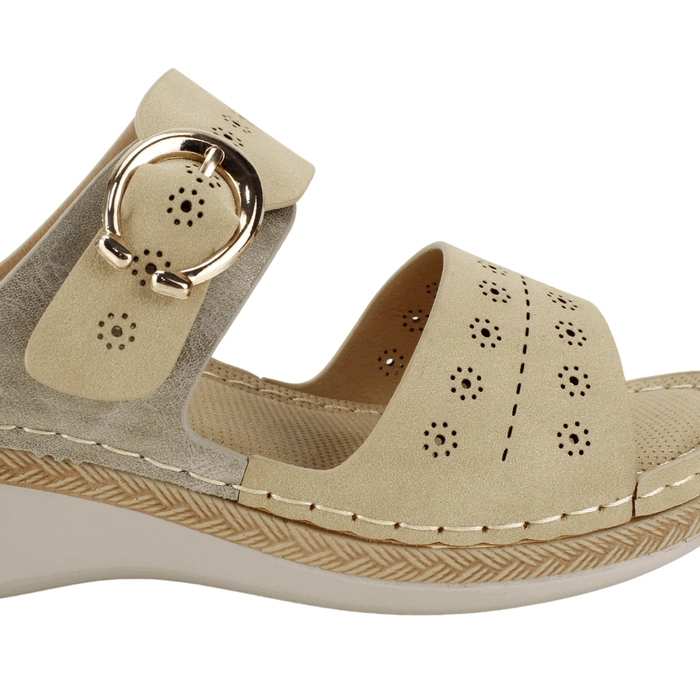 SANDALIA MUJER NEW WALK BEIGE SOL CONFORT - 4