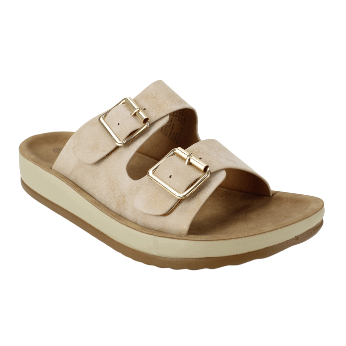SANDALIA NEW WALK DOBLE HEBILLA DORADA - 2