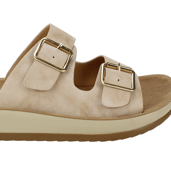 SANDALIA NEW WALK DOBLE HEBILLA DORADA - 4