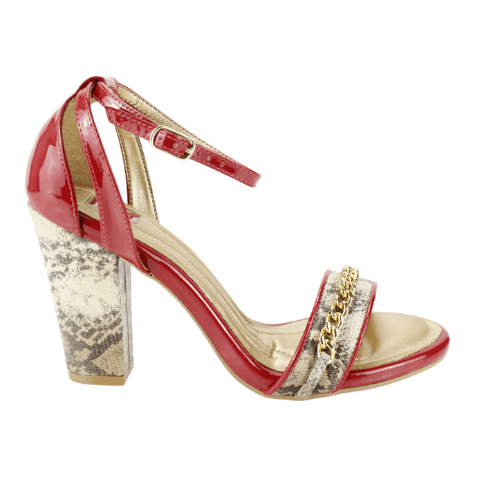 SANDALIA EXS REPTIL CUERO ROJA - 1