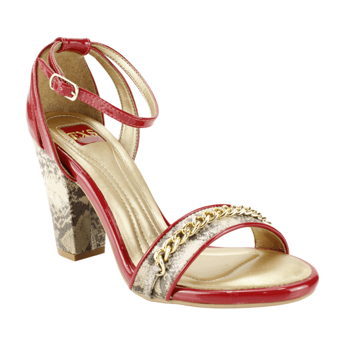 SANDALIA EXS REPTIL CUERO ROJA - 2