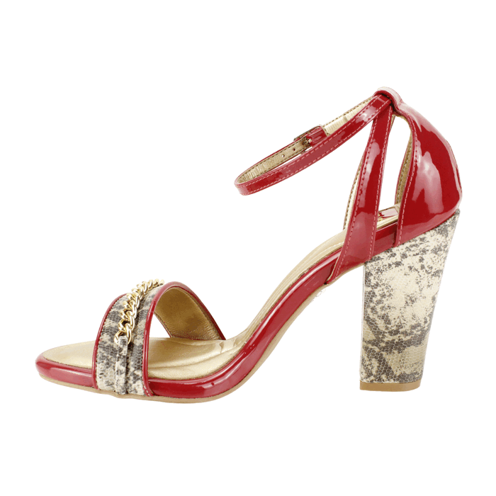SANDALIA EXS REPTIL CUERO ROJA - 3