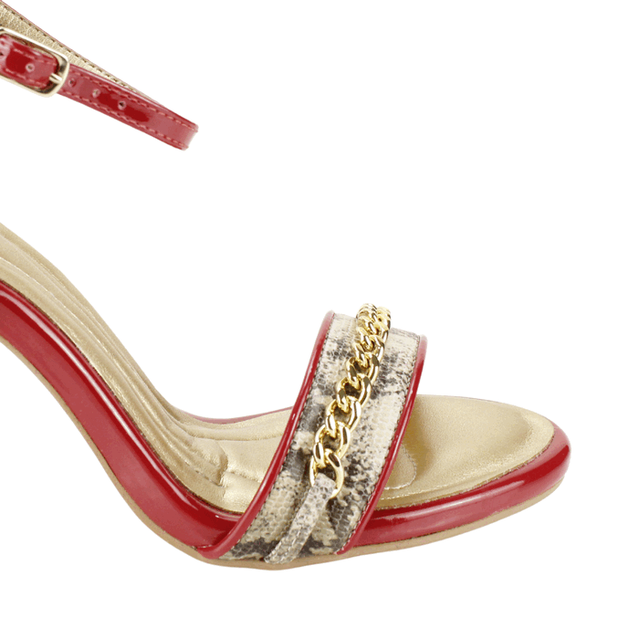SANDALIA EXS REPTIL CUERO ROJA - 4