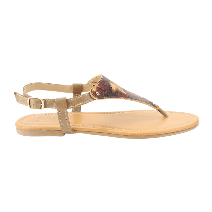 SANDALIA EXS PLANA CUERO CAMEL - 1