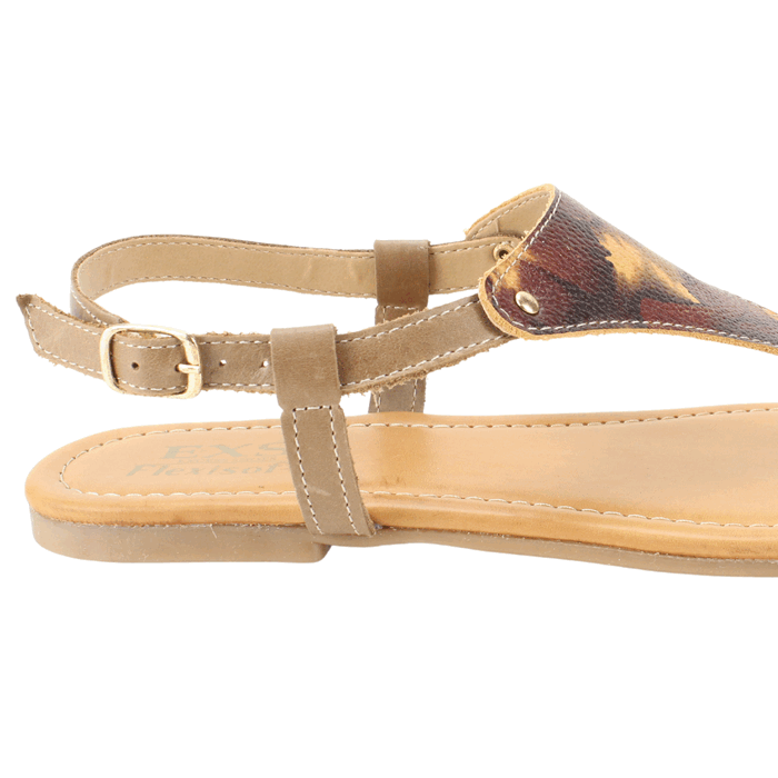 SANDALIA EXS PLANA CUERO CAMEL - 4