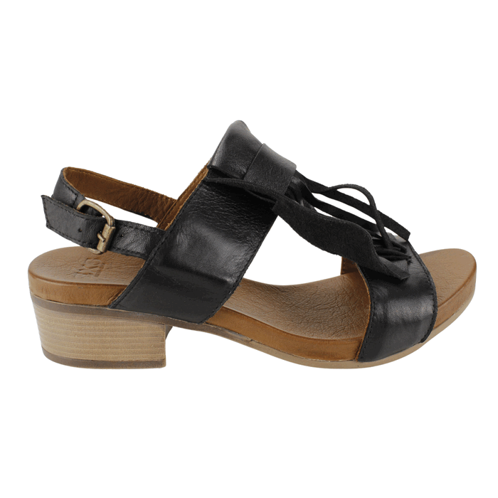 SANDALIA EXS FLECOS CUERO NEGRA - 1