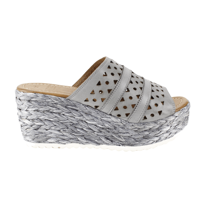 SANDALIA EXS CUERO TROQUELADA GRIS - 1