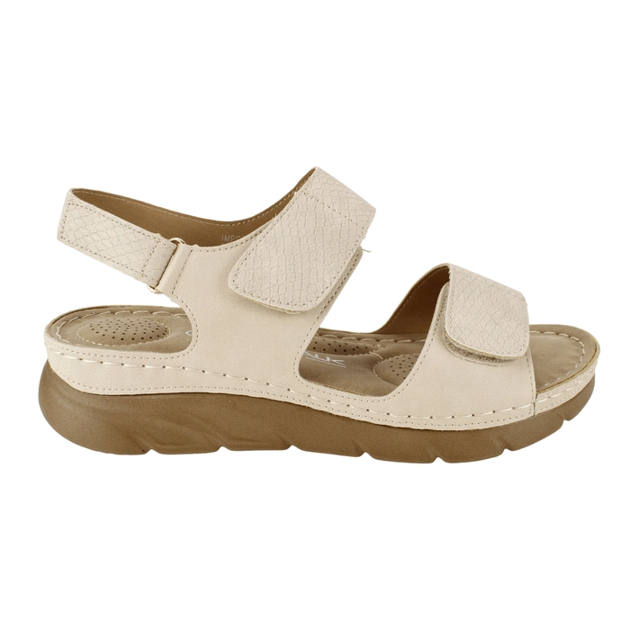 SANDALIA NEW WALK VELCRO REPTIL BEIGE - 1