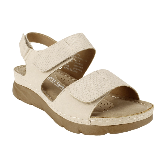SANDALIA NEW WALK VELCRO REPTIL BEIGE - 2